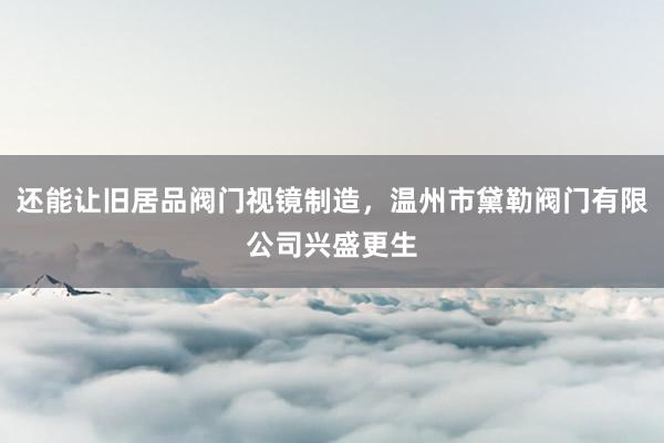 还能让旧居品阀门视镜制造，温州市黛勒阀门有限公司兴盛更生