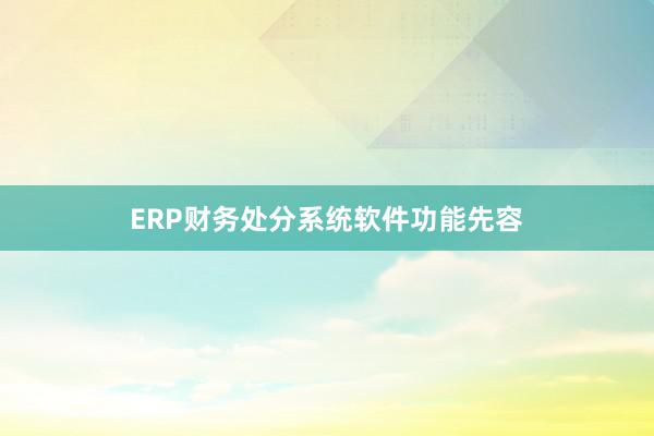 ERP财务处分系统软件功能先容